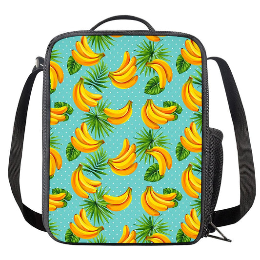 Banana Palm Leaf Pattern Print Crossbody Lunch Bag