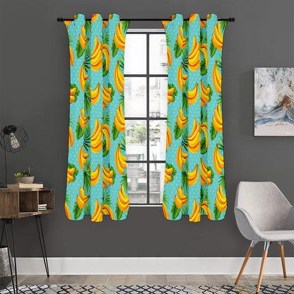 Banana Palm Leaf Pattern Print Curtain