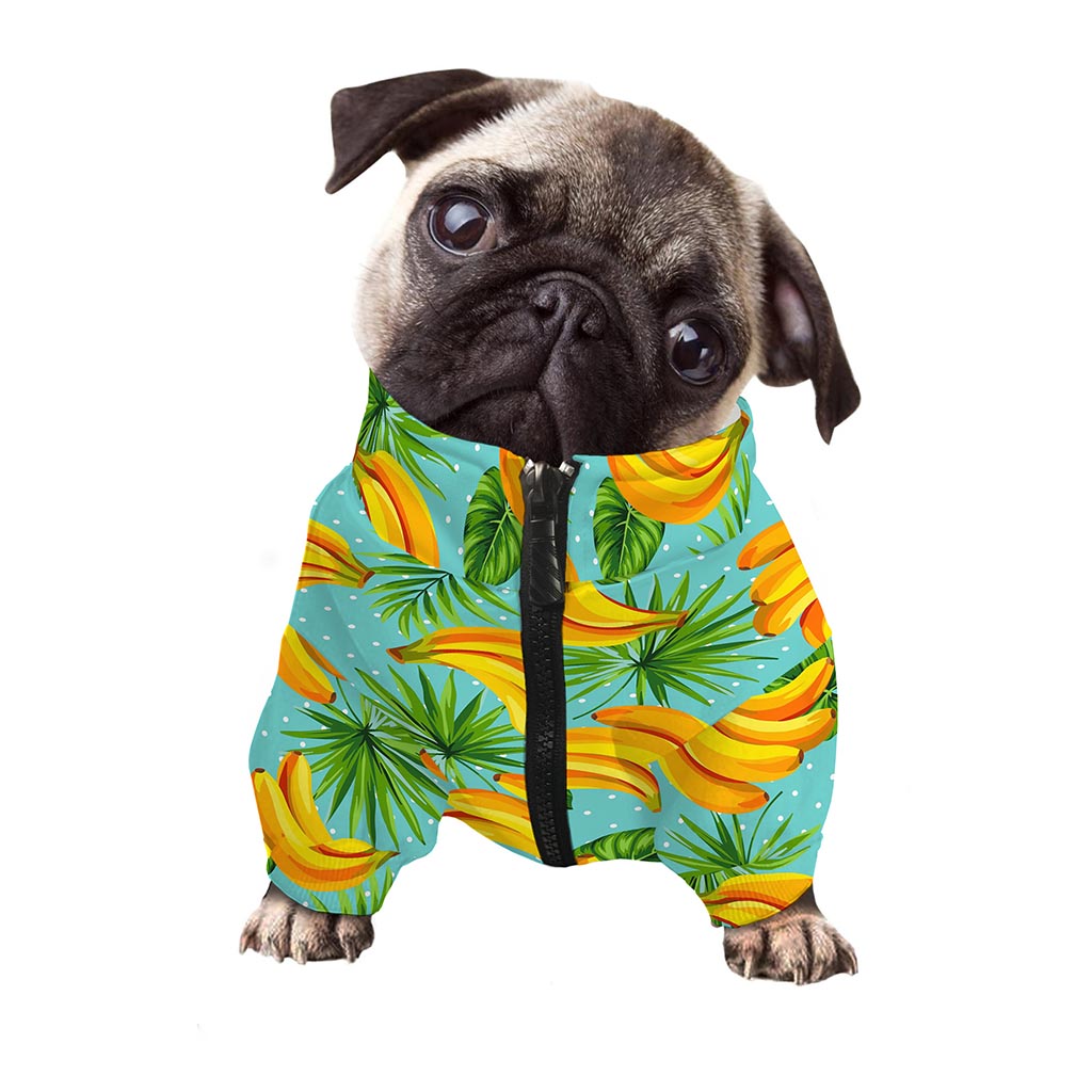 Banana Palm Leaf Pattern Print Dog Zip Up Jacket