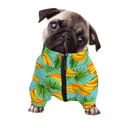 Banana Palm Leaf Pattern Print Dog Zip Up Jacket
