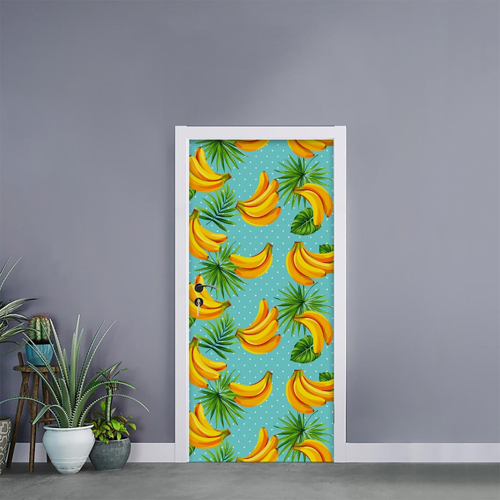 Banana Palm Leaf Pattern Print Door Sticker