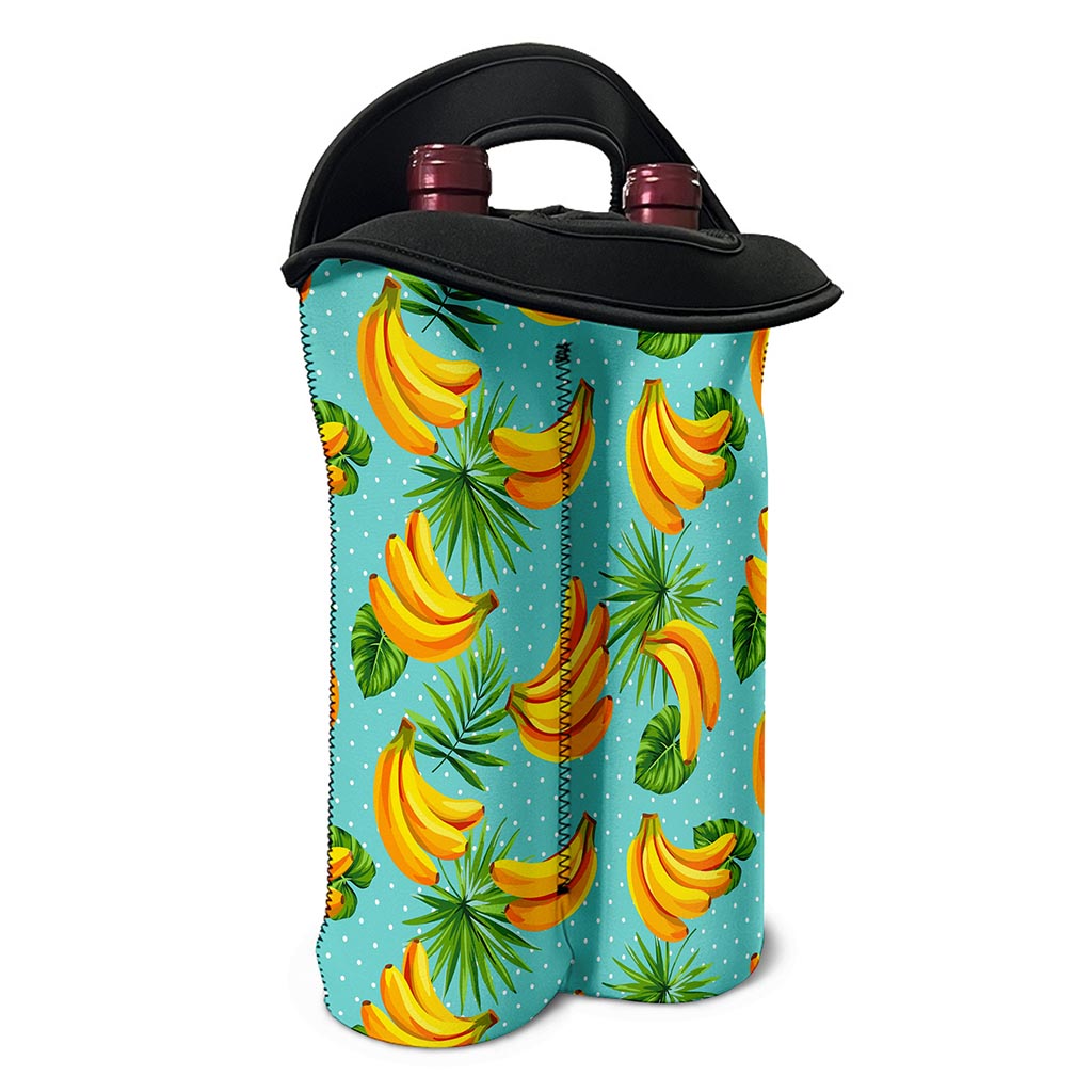 Banana Palm Leaf Pattern Print Double Neoprene Wine Tote