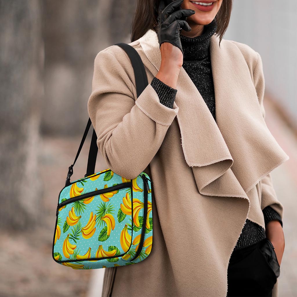 Banana Palm Leaf Pattern Print Double Strap Bible Bag
