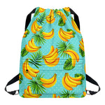 Banana Palm Leaf Pattern Print Drawstring Backpack