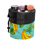 Banana Palm Leaf Pattern Print Drawstring Makeup Bag
