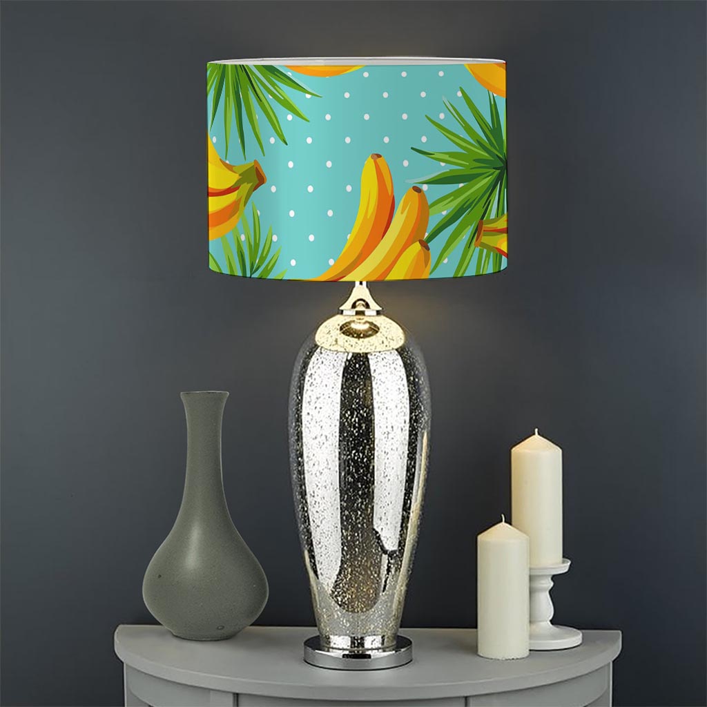 Banana Palm Leaf Pattern Print Drum Lamp Shade