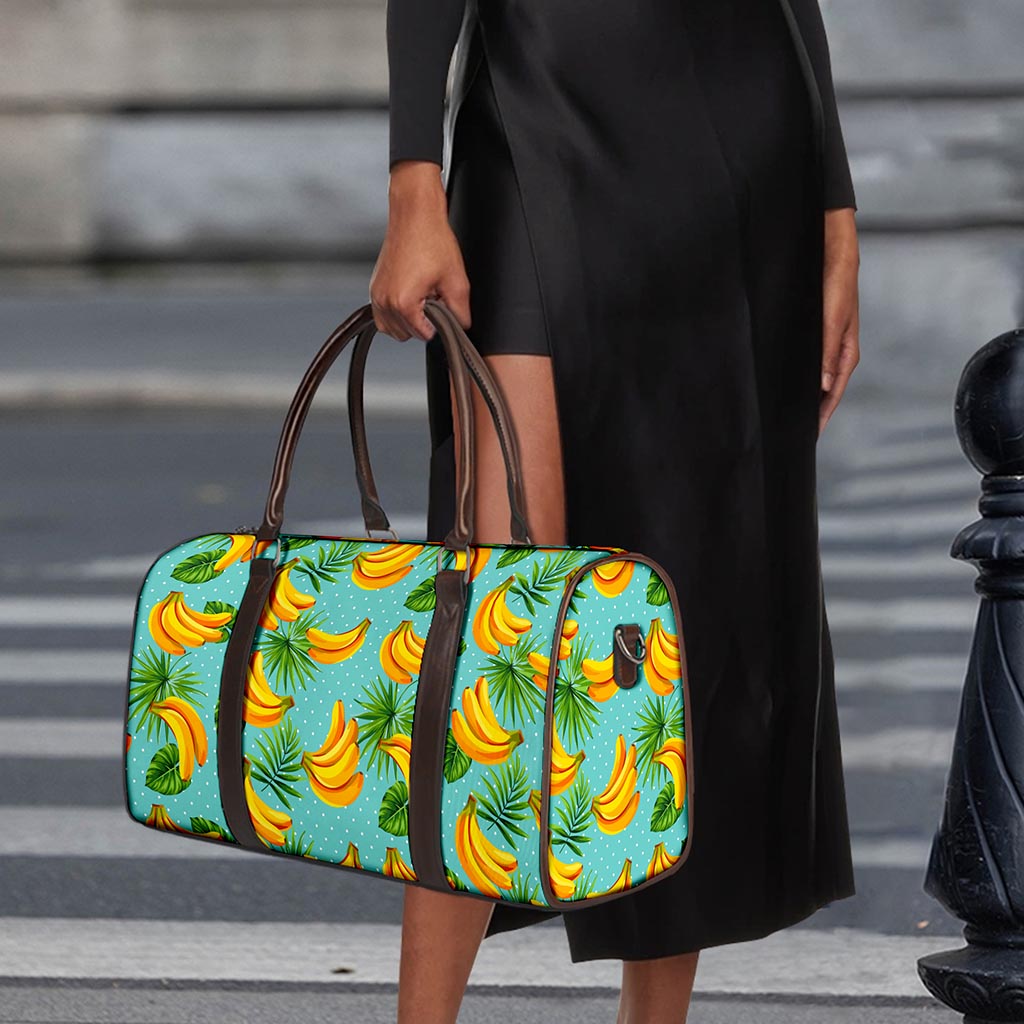Banana Palm Leaf Pattern Print Duffle Bag