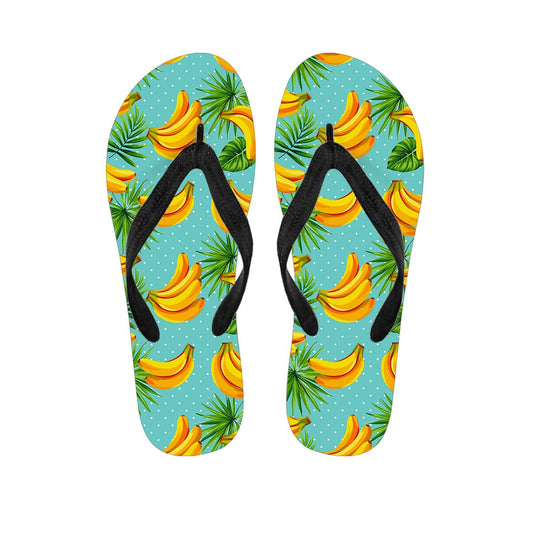 Banana Palm Leaf Pattern Print Flip Flops