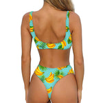 Banana Palm Leaf Pattern Print Front Bow Tie Bikini
