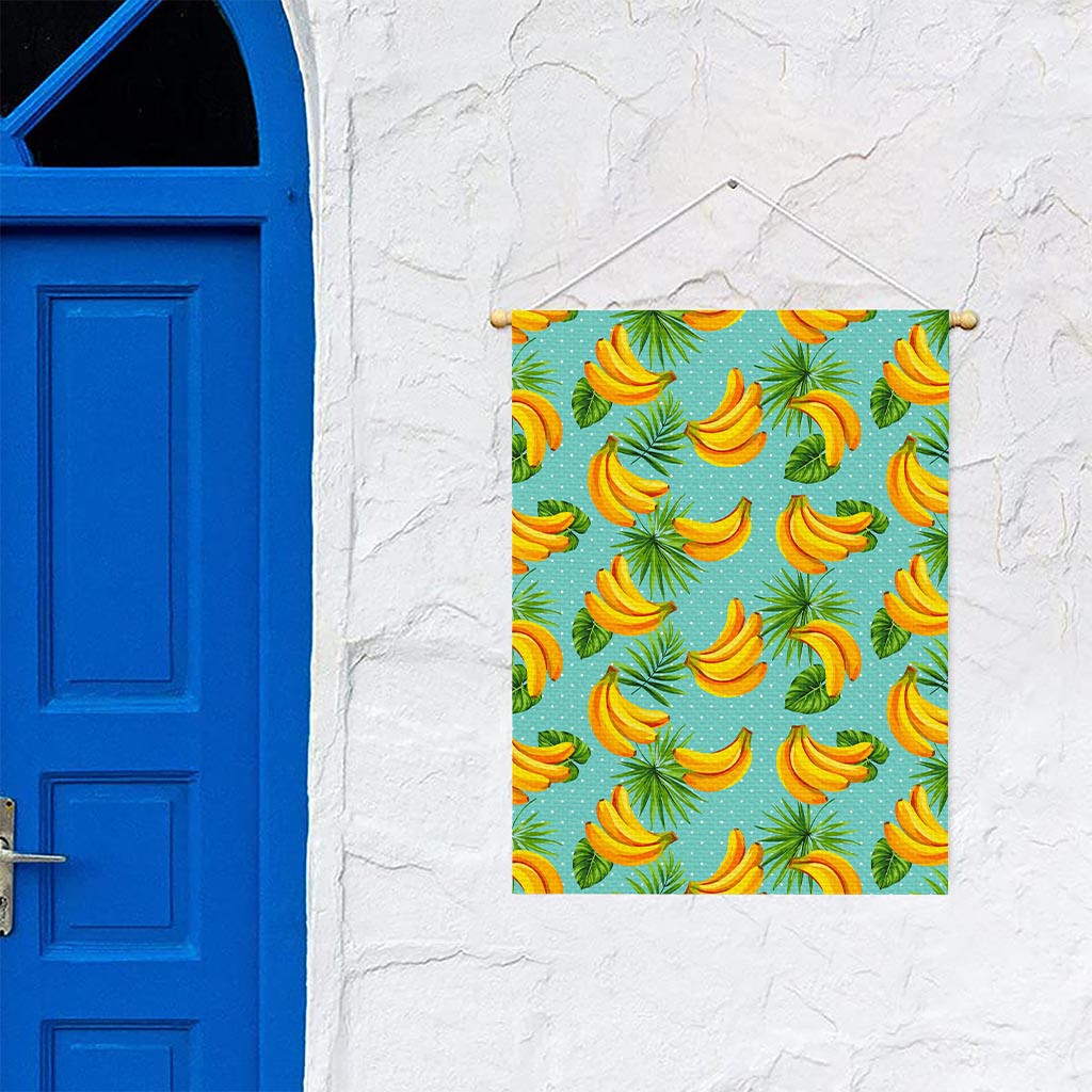 Banana Palm Leaf Pattern Print Garden Flag