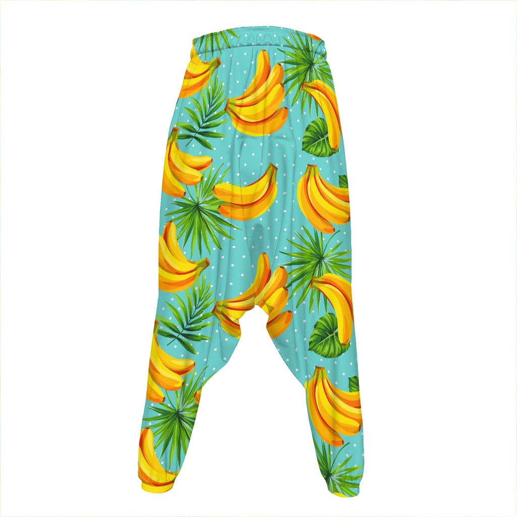 Banana Palm Leaf Pattern Print Hammer Pants