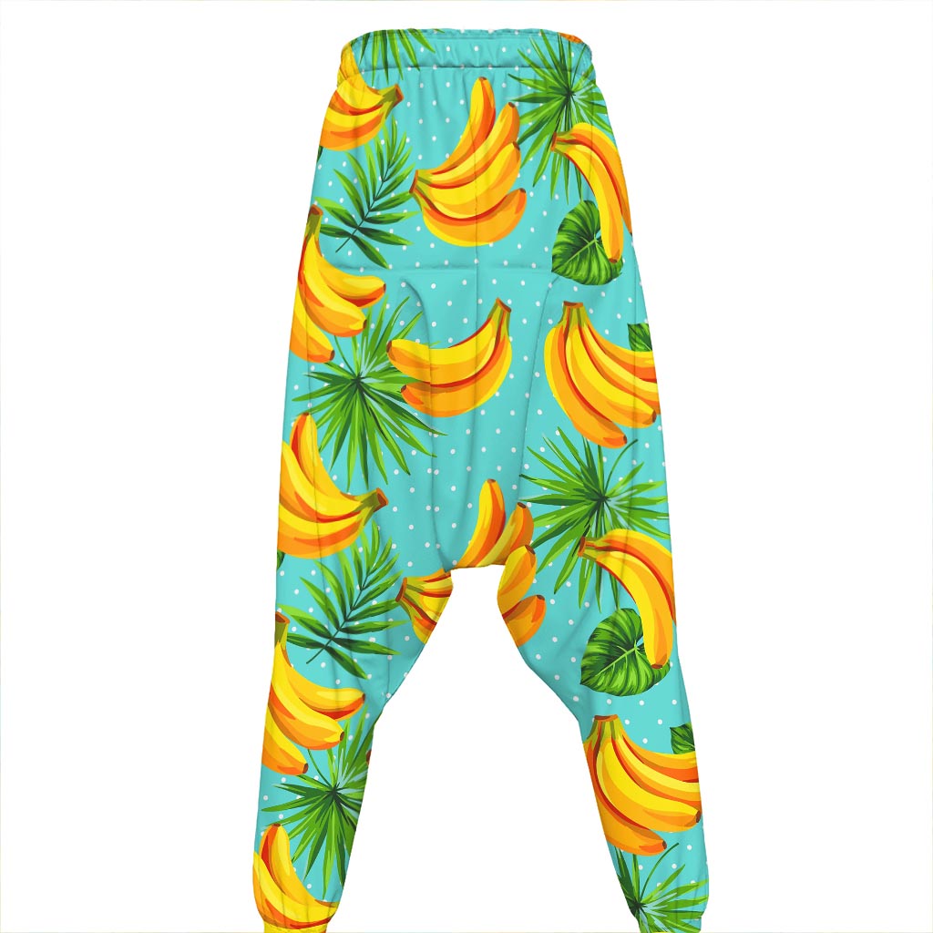 Banana Palm Leaf Pattern Print Hammer Pants