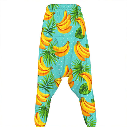 Banana Palm Leaf Pattern Print Hammer Pants