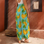 Banana Palm Leaf Pattern Print Harem Pants
