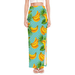 Banana Palm Leaf Pattern Print High Slit Maxi Skirt
