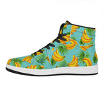 Banana Palm Leaf Pattern Print High Top Leather Sneakers