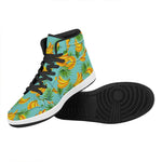 Banana Palm Leaf Pattern Print High Top Leather Sneakers
