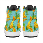 Banana Palm Leaf Pattern Print High Top Leather Sneakers