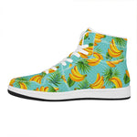 Banana Palm Leaf Pattern Print High Top Leather Sneakers