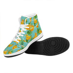 Banana Palm Leaf Pattern Print High Top Leather Sneakers