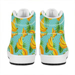 Banana Palm Leaf Pattern Print High Top Leather Sneakers