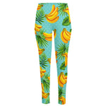 Banana Palm Leaf Pattern Print High-Waisted Pocket Leggings