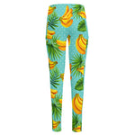 Banana Palm Leaf Pattern Print High-Waisted Pocket Leggings