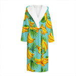 Banana Palm Leaf Pattern Print Hooded Bathrobe