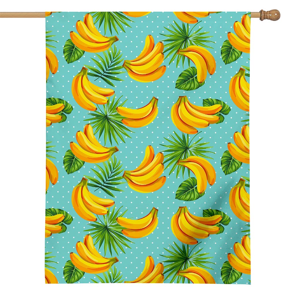 Banana Palm Leaf Pattern Print House Flag