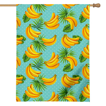 Banana Palm Leaf Pattern Print House Flag