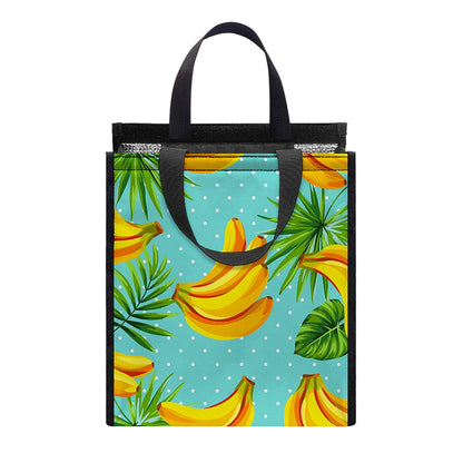 Banana Palm Leaf Pattern Print Insulated Lunch Tote