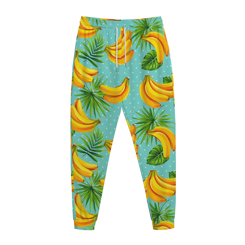 Banana Palm Leaf Pattern Print Jogger Pants