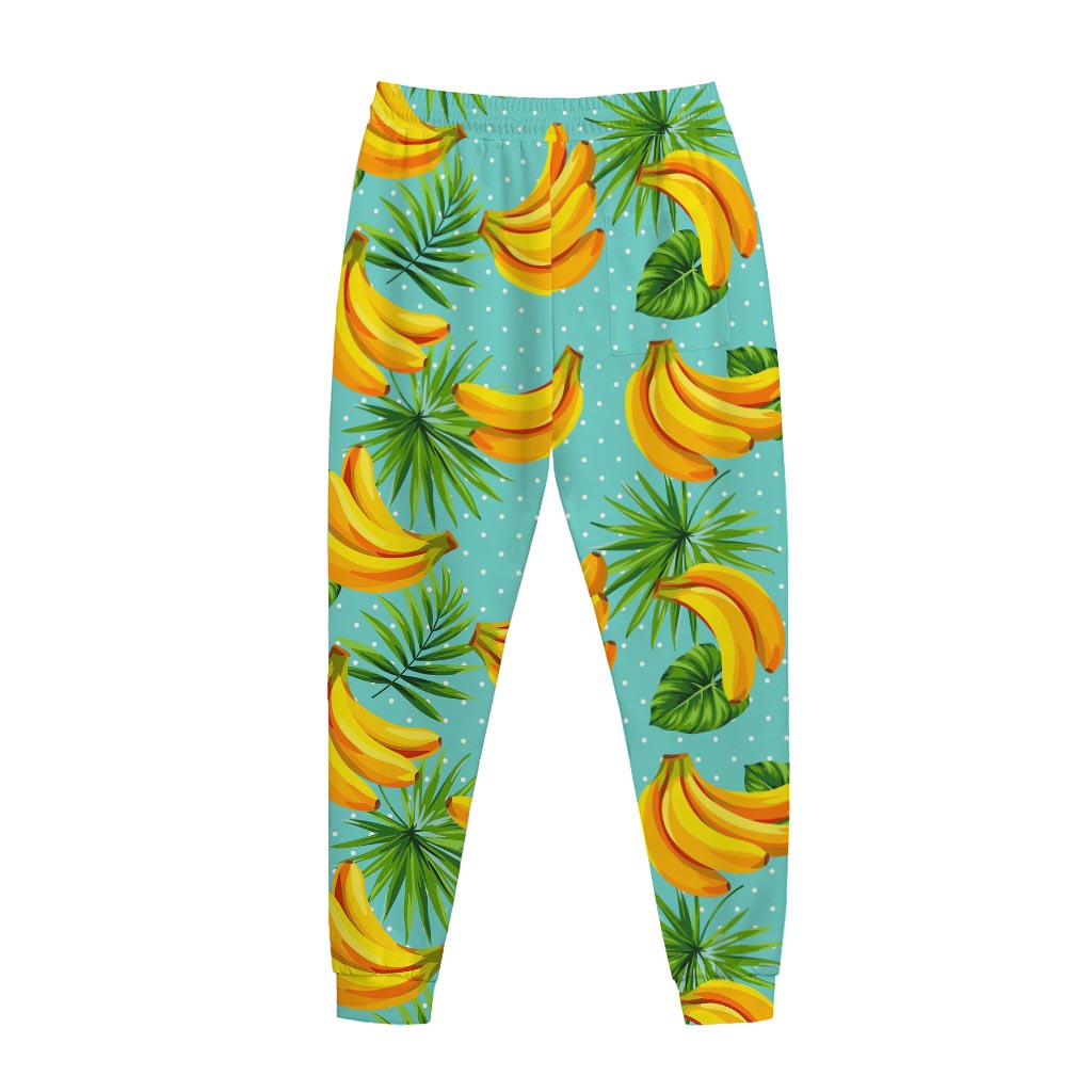Banana Palm Leaf Pattern Print Jogger Pants