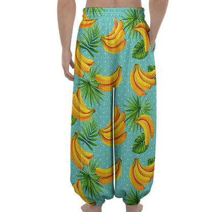 Banana Palm Leaf Pattern Print Lantern Pants