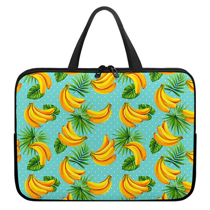Banana Palm Leaf Pattern Print Laptop Sleeve With Handle