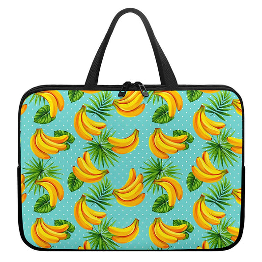 Banana Palm Leaf Pattern Print Laptop Sleeve With Handle