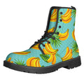 Banana Palm Leaf Pattern Print Lace-Up Boots