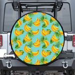 Banana Palm Leaf Pattern Print Leather Spare Tire Cover