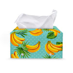 Banana Palm Leaf Pattern Print Leather Tissue Box Cover