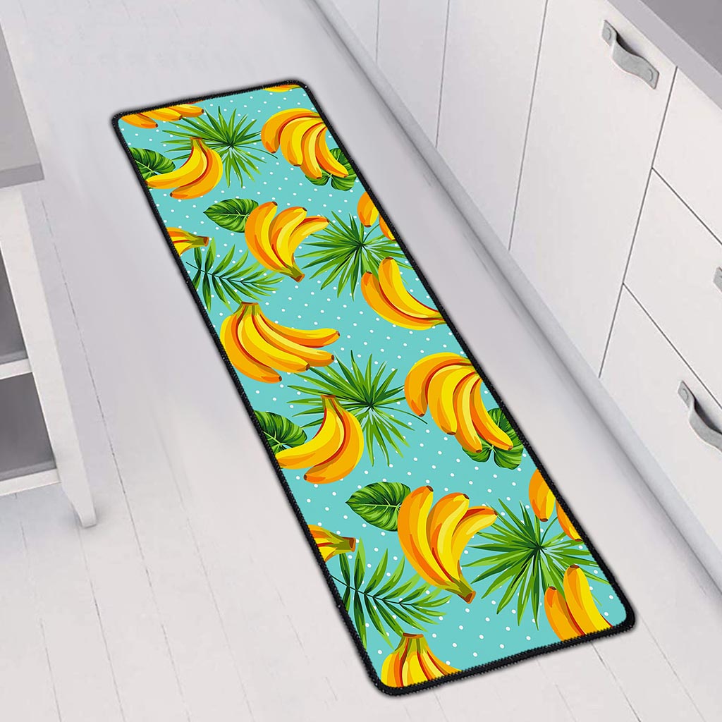 Banana Palm Leaf Pattern Print Long Kitchen Mat