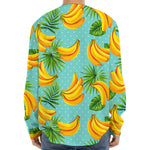 Banana Palm Leaf Pattern Print Long Sleeve Baseball Jersey