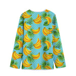 Banana Palm Leaf Pattern Print Long Sleeve Short Coat