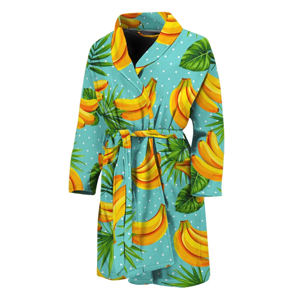 Banana Palm Leaf Pattern Print Men's Bathrobe