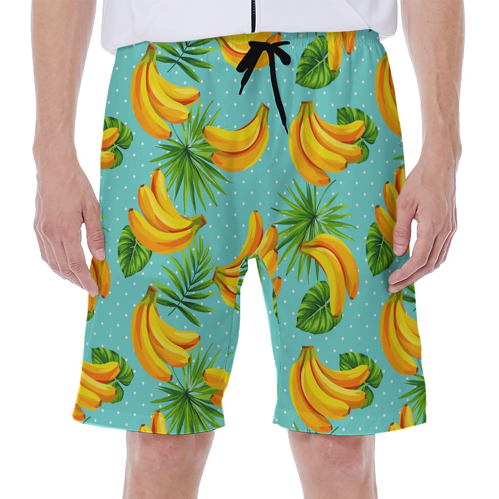 Banana Palm Leaf Pattern Print Men's Beach Shorts