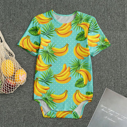 Banana Palm Leaf Pattern Print Men's Bodysuit