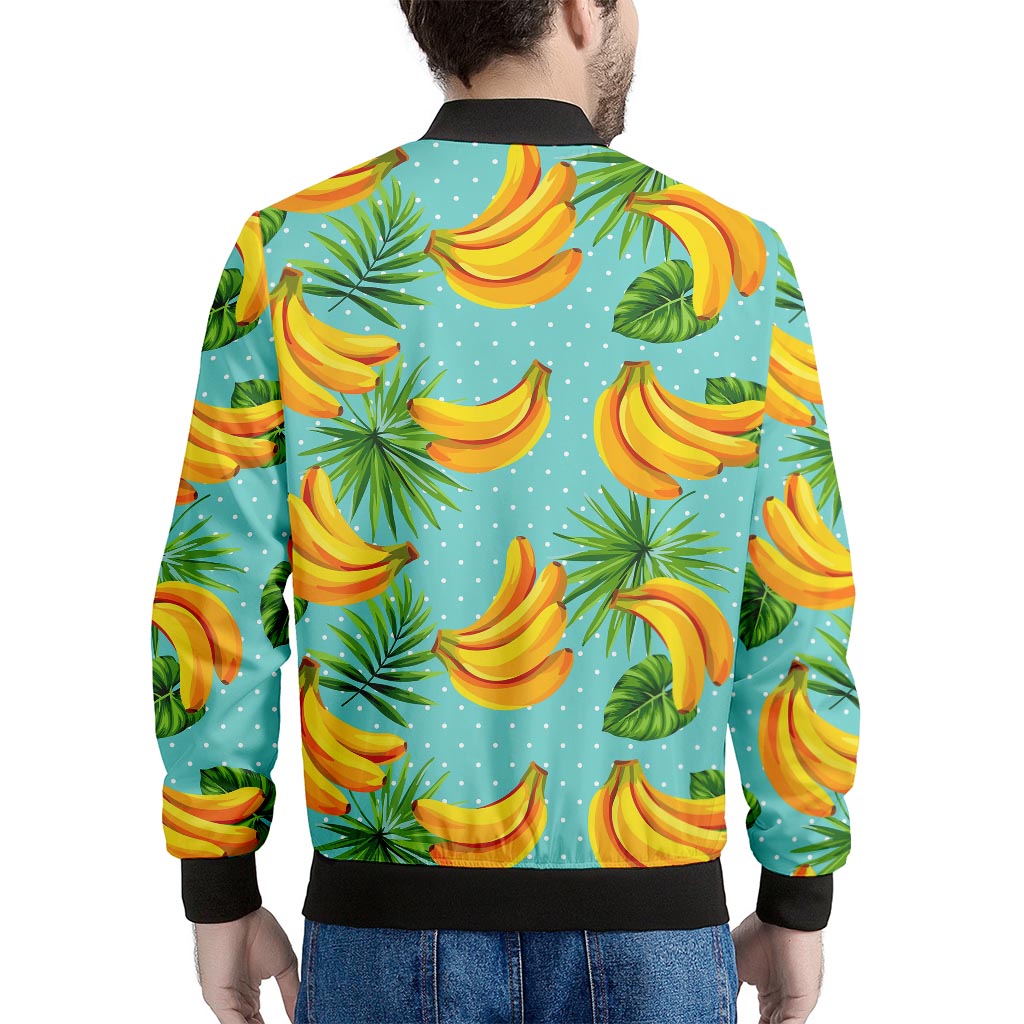 Banana Palm Leaf Pattern Print Men's Bomber Jacket