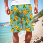 Banana Palm Leaf Pattern Print Men's Cargo Shorts