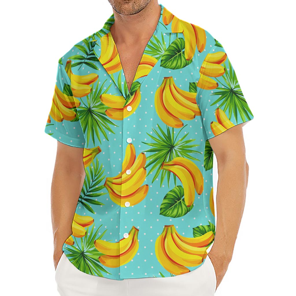 Banana Palm Leaf Pattern Print Men's Deep V-Neck Shirt