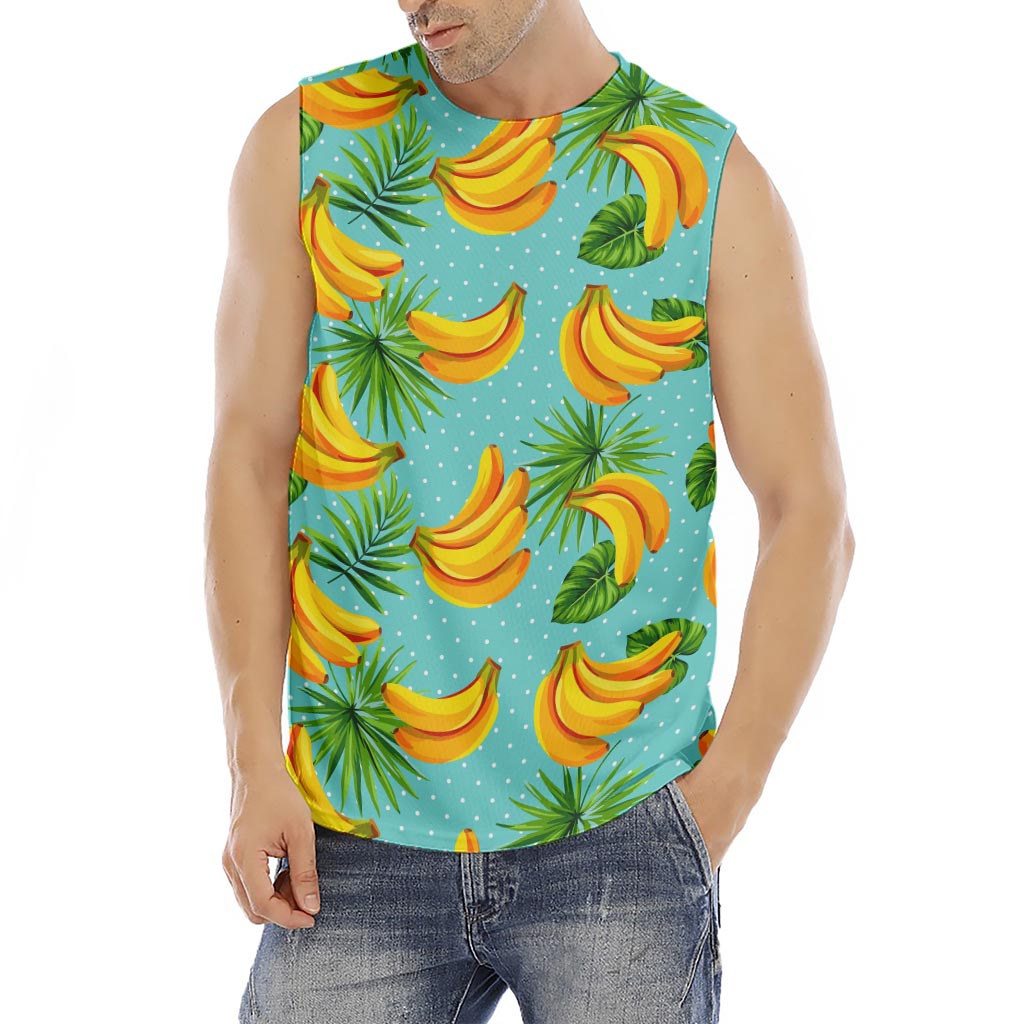 Banana Palm Leaf Pattern Print Men's Fitness Tank Top