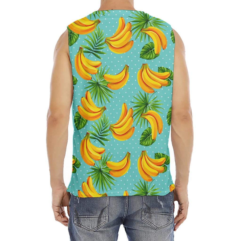 Banana Palm Leaf Pattern Print Men's Fitness Tank Top